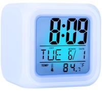 Jisile Réveil Numérique pour Enfants avec 7 Couleurs LED Changeantes | Réveil de Chevet avec Affichage de Température | Cadeau Parfait pour Filles et Garçons