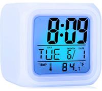 Jisile Réveil pour enfants, horloge numérique 7 couleurs changeantes LED, réveil de chevet avec lumières pour enfants, cadeau d'école pour filles, garçons, femmes, adultes
