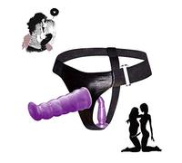 Jissboner Silicones Gode pénis Strap On pour les femmes Double Gode Ceinture Réaliste pour Femmes Couples Masturbateur Les biennes Sex Toys4 pour Femme Adulte Femelle Vibrateur (violet)