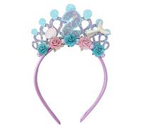 Jissoo Bandeau pour 2ème anniversaire de bébé avec fleurs violettes - Bandeau sur le thème des sirènes pour décoration de fête de 2 ans, bandeau pour bébé fille