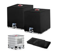 Jissta 2PC Bache pour Cuve IBC 1000L, Bâche Recuperateur d Eau de Pluie, Anti-UV Anti-Poussière Bache de Reservoir d'eau, Couvercle Housse de Protection Cuve 1000l, 116 x 100 x 120 cm, Noir