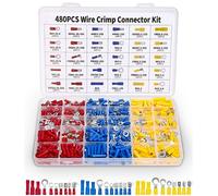 Jissta 480 Pièces Cosses a Sertir Electriques,30 Types Cosses Electriques a Sertir avec Coffret D'assortiment,Anneau Plates fourches cosses et Kits,pour Voiture, Cosses Plates,Cosses Anneau