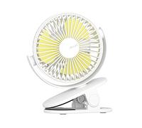 JISULIFE Clip sur Ventilateur de Bureau, Mini Ventilateur de Poussette, Petit Rechargeable USB 4000mAh Avec Vent Fort, 16 heures, 4 Modes, Silencieux à Faible Bruit - Blanc