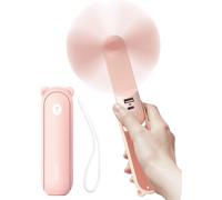 JISULIFE Mini ventilateur à main F8X, batterie externe 4500 mAh [autonomie max. 37 h], format de poche, 3 vitesses, idée cadeau pour femmes, hommes et enfants, rose