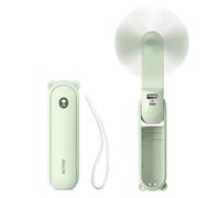 JISULIFE Mini ventilateur à main portatif, 3 en 1, rechargeable, ventilateur à piles [14-21 heures de travail] avec batterie externe, fonction lampe de poche-vert clair
