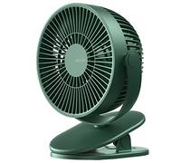 JISULIFE Mini Ventilateur à Pince, Petit Ventilateur USB avec Batterie Rechargeable de 4000mAh, 4 Vitesses, Max 14 Heures, Petit et Silencieux pour Lit, Bureau, Poussette - Vert Foncé