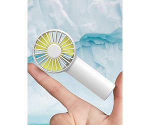JISULIFE Mini Ventilateur Portable à Piles - Batterie 2000mAh, Personnel USB, 3 Vitesses, Flux d'air Amélioré, Silencieux Rechargeable - Blanc