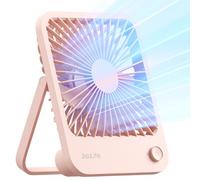 JISULIFE Mini Ventilateur Portable, Petit Ventilateur Pliable à 180°, Ventilateur Silencieux Réglable à 4 Vitesses, Convient pour la Maison/Bureau/Voyage-Rose