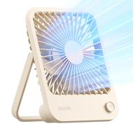 JISULIFE Mini Ventilateur Portable Pliable à 180° - Silencieux, Réglable à 4 Vitesses - Pour Maison/Bureau/Voyage - Marron