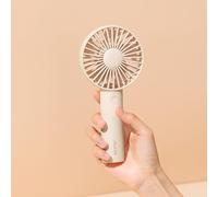 JISULIFE Mini ventilateur portable portable 4500 mAh Fonctionne avec batterie puissante, petit ventilateur personnel avec 3 vitesses, rechargeable par USB pour l'extérieur, bureau, voyage- Marron