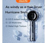 JISULIFE Mini ventilateur portatif, 100 vitesses de vent, batterie USB 5000 mAh rechargeable, affichage numérique LED, voyage, camping, extérieur 5000mAh BLACK
