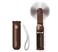 JISULIFE Mini Ventilateur Portatif 3 en 1 à Main, Rechargeable avec Batterie Externe, Lampe de Poche [12-19 Heures de Travail] - Marron
