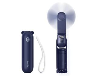 JISULIFE Mini ventilateur portatif, ventilateur à main 3 en 1, ventilateur de poche rechargeable, ventilateur à piles [14-21 heures de travail] avec batterie externe, fonction lampe de poche-bleu