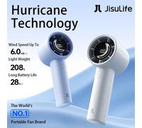 JISULIFE Nouveauté Ventilateur portable miniature Life10s, batterie 5000mAh longue durée, 5 vitesses de vent, indispensable pour l'été Light Grey 5000mAh