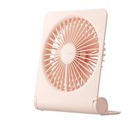 JISULIFE Petit Ventilateur de Bureau, Portable Table Ventilateur USB Rechargeable 4500mAh Batterie, 160° Pliable Vent fort Ultra Silencieux 4 Vitesses pour Bureau Maison Camping - Rose