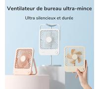 JISULIFE - petit ventilateur de bureau portable, ultra silencieux, rechargeable par USB, avec 4 vitesses, vent puissant, pour bureaux 4500mah Pure White