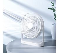JISULIFE Ventilateur de Bureau, Silencieux Ventilateur Bureau Portable à Piles Avec 4 vitesses, Max 15 heures, Mini Ventilateur de Table Rechargeable USB 4000 mAh pour Bureau/Chambre/Voyage-Blanc