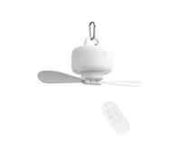 JISULIFE Ventilateur de camping 8000mAh à piles, portable rechargeable par USB avec télécommande, pales de ventilateur amovibles, crochet de suspension, minuterie, 4 vitesses pour extérieur-blanc