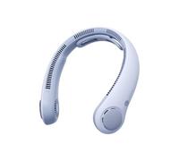 JISULIFE Ventilateur de cou portable amélioré, tour de cou personnel mains libres, réglage à 5 vitesses, 5000 mAh, portable, silencieux, rechargeable, cadeaux pour femmes et hommes- Bleu ensoleillé