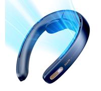 JISULIFE Ventilateur De Cou Portable Pro Sans Lame à 100 Vitesses, Bouton En Continu, Affichage LED, Rechargeable 5000 mAh, USB-Bleu