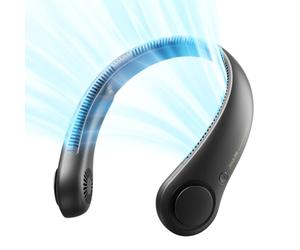 JISULIFE Ventilateur de Cou Portable, Ventilateur Mains Libres Sans Pale, 5 Vitesses, Ventilateur Personnel Portable Fonctionnant Avec Une Batterie de 4000 mAh, Ventilateur USB - Noir