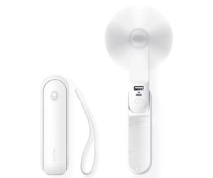 JISULIFE Ventilateur de Poche, Mini Ventilateur à Main Portable, à Piles Rechargeables par USB [14-21 heures], Ventilateur Personnel Pliable et Silencieux Avec Batterie Externe, Lampe de Poche-Blanc