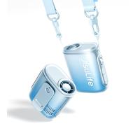 JISULIFE Ventilateur de taille portable, 100 vitesses, 40 000 tr/min, mini ventilateur de cou personnel portable, batterie 4 500 mAh, autonomie 16 h, écran LED, cadeau de voyage en plein air - Bleu
