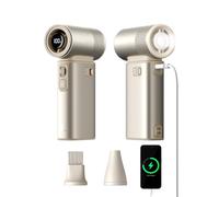 JISULIFE Ventilateur portable 5 en 1, 100 vitesses, 9000 mAh max 25 heures, mini ventilateur rechargeable 18 W avec lampe de poche, ultra moteur, coque en métal, cadeau de voyage multifonction pour