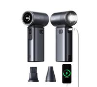 JISULIFE Ventilateur portable à main 5 en 1, 100 vitesses, 9000 mAh max 25 heures, mini ventilateur rechargeable avec batterie externe 18 W et lampe de poche, ultra moteur, coque en métal, cadeaux de