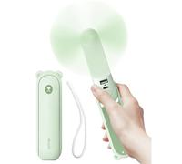 JISULIFE Ventilateur portable avec batterie externe 4500 mAh, autonomie maximale de 46 heures, ventilateur de poche portable à piles ou ventilateur personnel pliable alimenté par USB Vert