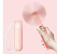 JISULIFE Ventilateur portable avec batterie externe 4500 mAh, autonomie maximale de 46 heures, ventilateur de poche portable à piles ou ventilateur personnel pliable alimenté par USB, 3 vitesses rose