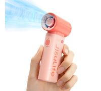 JISULIFE Ventilateur Portable, Mini Ventilateur Rechargeable par USB, 3600 mAh Ventilateur Personnel de Maquillage/Cils, 5 Vitesses Ventilateur de Poche avec pour Femmes Hommes, Voyage, Camping Rose