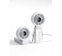 JISULIFE Ventilateur portable, ventilateur portable avec écran LED [refroidissement maximum 19,5 heures] 5000 mAh, plié à 150 °, 5 vitesses, lanière ; Éventail 3-EN-1 Main/Bureau/Cou - Gris