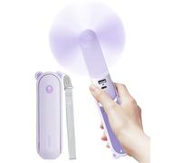 JISULIFE Ventilateur portatif avec batterie de secours 4500 mAh, autonomie maximale de 37 heures, ventilateur de poche portable à piles ou ventilateur personnel pliable alimenté par USB-Violet