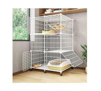JITEM Cage à 2/3 niveaux en fil métallique sur roulettes pour animal domestique chaton furet chinchilla Grand parc pour 1 à 2 chats, facile à assembler, blanc