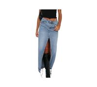JITEM Jupe Longue en Jean Taille Haute Fendue sur Le Devant pour Femme, Jupe d'été décontractée, Fermeture éclair, Midi, Moulante, Ligne A, Longue avec Poche