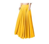 JITEM Jupe longue plissée de couleur unie pour femme, grande taille, taille haute, jupe trapèze fluide avec poches