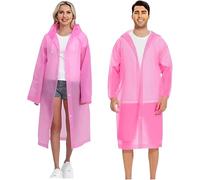 JITIFAZH Lot de 2 ponchos de pluie imperméables légers et réutilisables avec capuche, poncho d'urgence portable pour adultes, famille, randonnée, cyclisme, camping, Rose, taille unique
