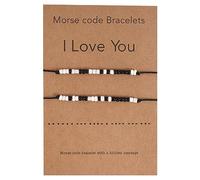 JITNGA 2 Pcs I Love You Morse Code Bracelet Couples Bracelets Assortis, Couple Bracelets Réglables Petit Ami Petite Amie Couple Bijoux Bijoux Pour Dames Et Filles, Cadeaux Pour Femmes