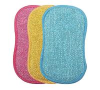 JITNGA Lot De 3 Éponges Double Face Éponge À Vaisselle Lavable 16 X 10 Cm Éponge De Nettoyage Éponge À Vaisselle pour Nettoyer Les Saletés Tenaces (Différentes Couleurs)