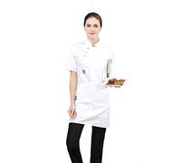 Jitong Vetements de Cuisine Homme Veste de Patissier Manches Courtes Uniforme De Travail pour Restauration Hôtel - Blanc, M