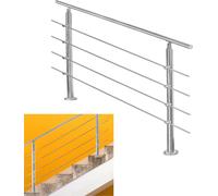 Jiubiaz 100cm rampe d'escalier en acier inoxydable main courante garde-corps pour escalier parapet balcon avec 4 entretoises, intérieur et extérieur