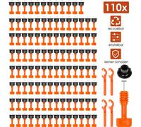 Jiubiaz 110x Système de nivellement de carreaux Niveau Réutilisable Aide à la pose de carreaux Cales à carreaux en plastique Revêtement de sol Outils à main pour carreaux avec 8PCS Clés à carreaux pou