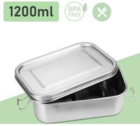 Jiubiaz 1200ml boîte à pain sans plastique BPA libre boîte à pain en acier inoxydable boîte à lunch en acier inoxydable