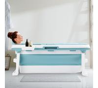 Jiubiaz 132cm baignoire pliable pour adultes,enfants baignoire en plastique avec housse amovible baignoire d'eau