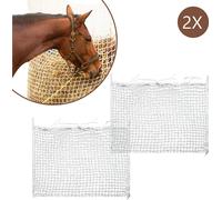 Jiubiaz 2x filet à foin 160x90cm filet sac à foin, mailles étroites 3x3 cm, alimentation amélioration digestion sac à foin pour chevaux chèvres, filet à nourriture capacité de remplissage env. 9Kg