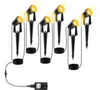 Jiubiaz 6pcs. spot de jardin LED avec piquet de terre, spot extérieur éclairage de jardin avec prise étanche IP65 blanc chaud