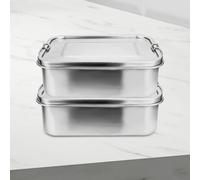 Jiubiaz 800+1200ml boîte à pain sans plastique BPA libre boîte à pain en acier inoxydable boîte à repas