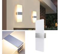 Jiubiaz Applique murale LED Intérieur/Extérieur Applique murale Moderne Eclairage mural Cage d'escalier Couloir Blanc chaud 2X 6W