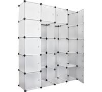 Jiubiaz Armoire Penderies Système d'étagères Créativité 20 cubes avec marteau en bois Bibliothèque Étagère de salle de bain DIY